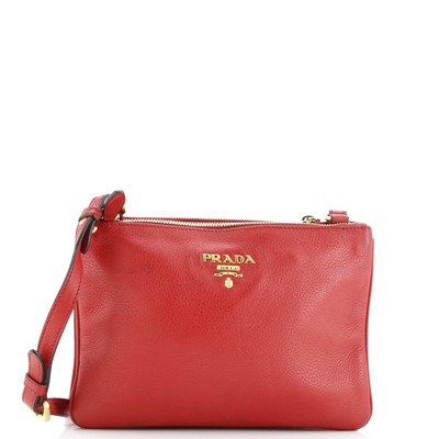 Prada Double Zip Crossbody Bag Vitello Daino Small | eBay