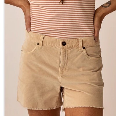 Carve Designs Tan Corduroy Frayed Hem Shorts Womens Size 10 Camel Brown Mid Rise