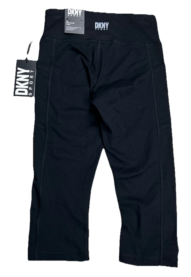 DKNY Sport Womens High-Waist Crop Leggings Super Support Tight Black Size XS NWT - Image 2 of 4