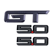 3PC Gloss Black Red Fits for 24-25 GT 5.0 Side Rear Trunk DeckLid Badge Emblems