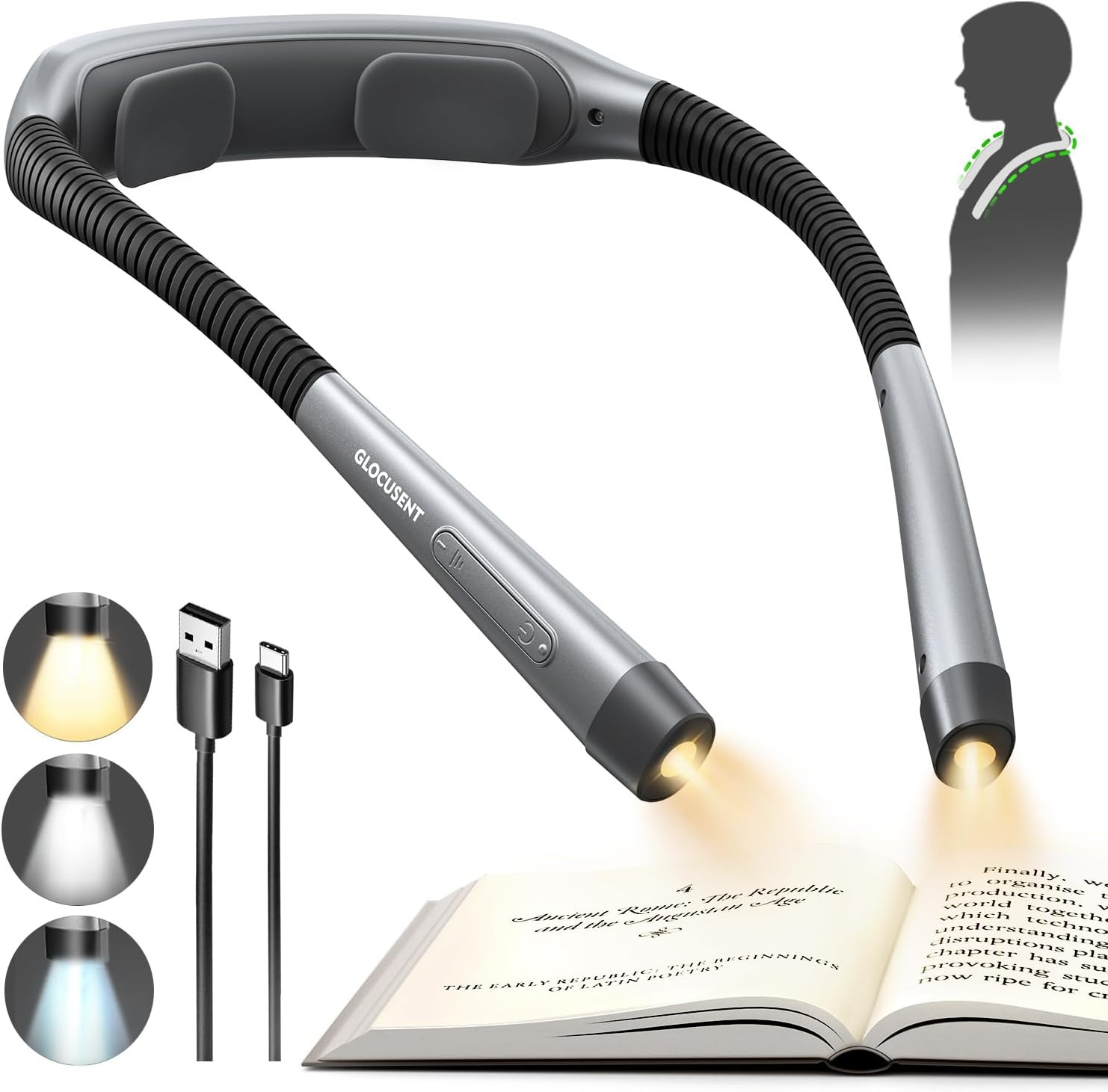 Lampada LED da Collo Professionale 1600mAh - Protezione Occhi Lettura