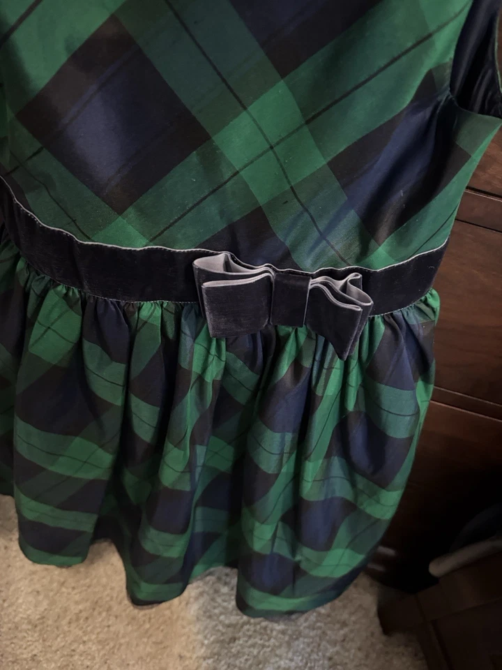 Vestido a Cuadros Janie And Jack Verde Azul Vacaciones. Talla 7 Foto 4 de 4