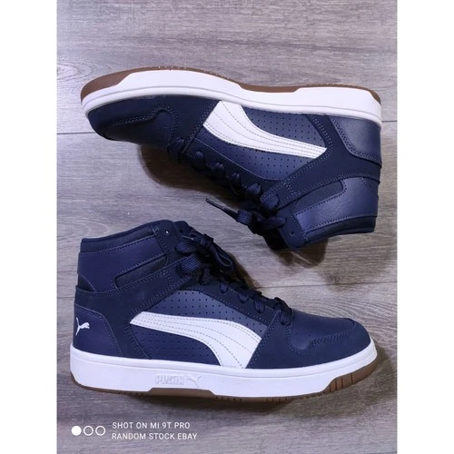 Puma Rebound Layup Suede Mens Navy White High Top Sneakers 395130-03 Size 10.5