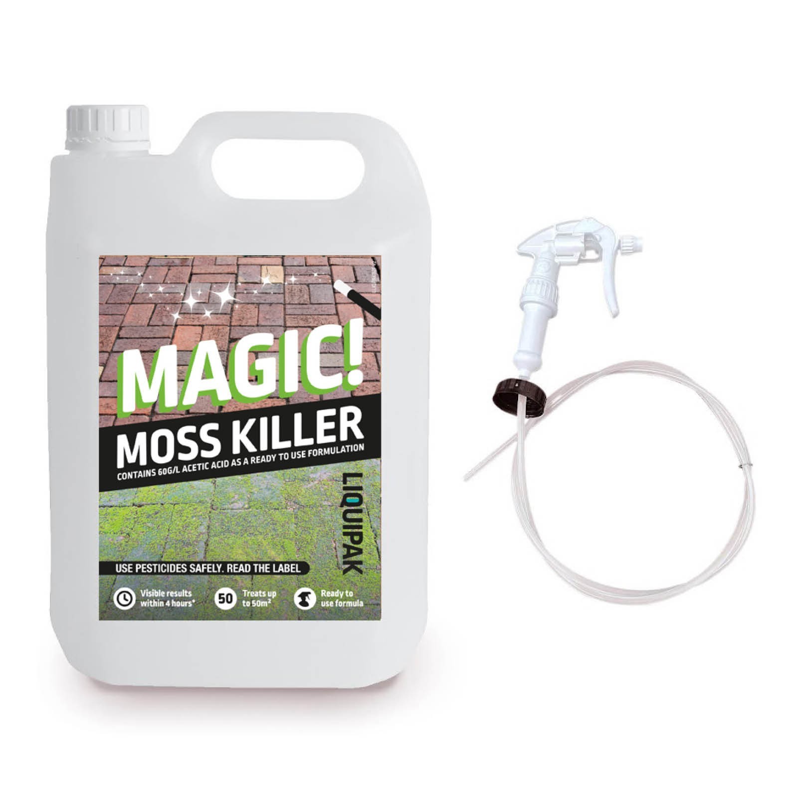 Magic Moss Killer 5L Roof Patio Driveway Algae Remover Hose Spray Ready to Use