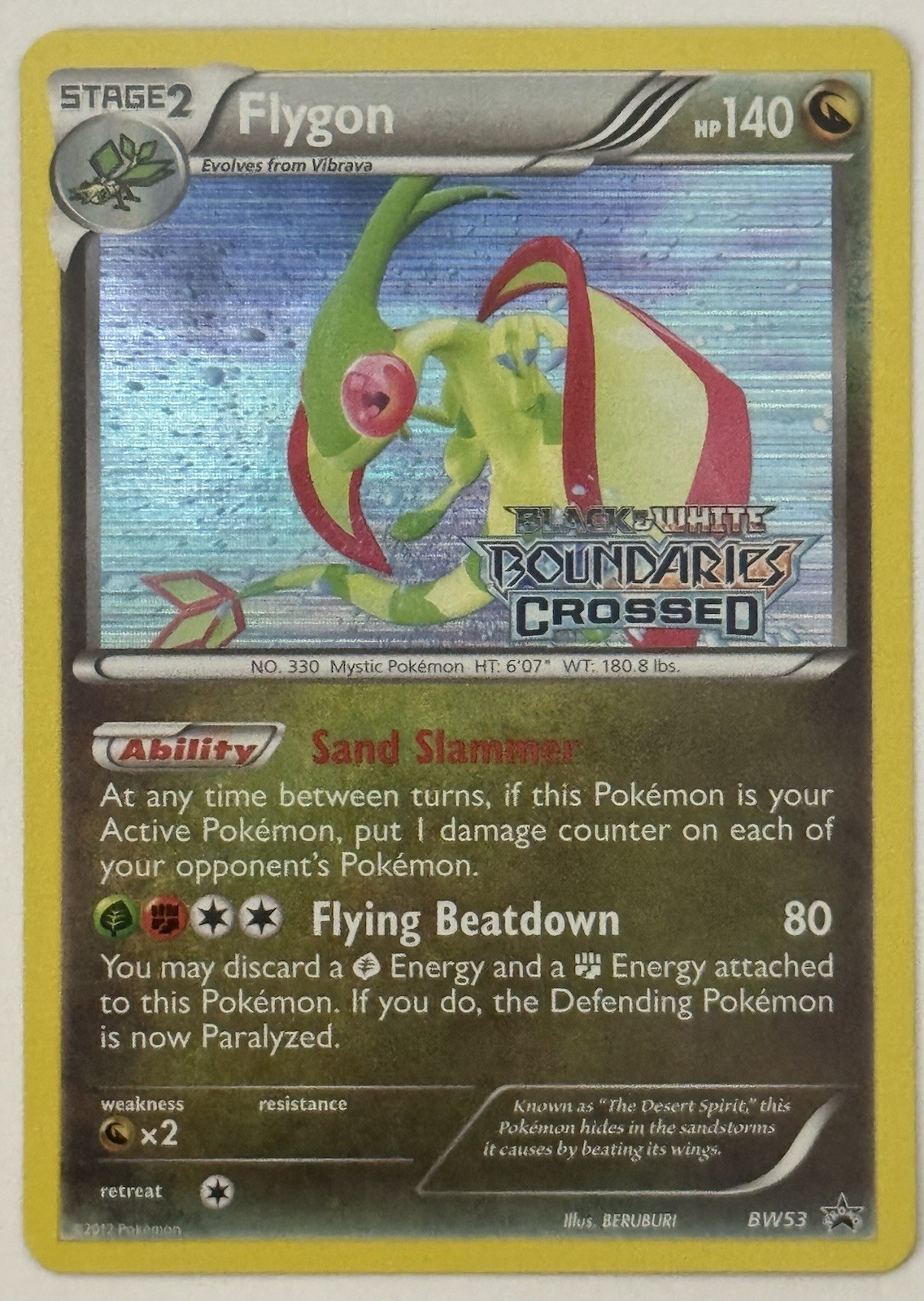 Pokemon Flygon BW53 Boundaries Crossed Prerelease STAFF Promo Holo Card NM
