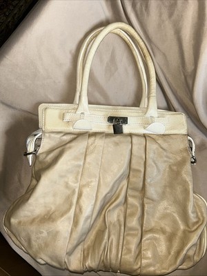 Authentic Italian Pebbled Leather Handbag   Artisan Crafted Beige Made in Italy