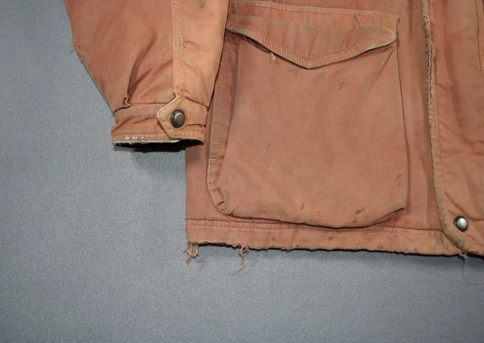 Vintage Perry Ellis Jacket Mens XL Brown Canvas Chore Coat Distressed Detroit - Image 3 of 4