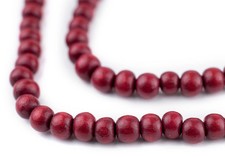 Red Round Natural Wood Beads 6mm 16 Inch Strand
