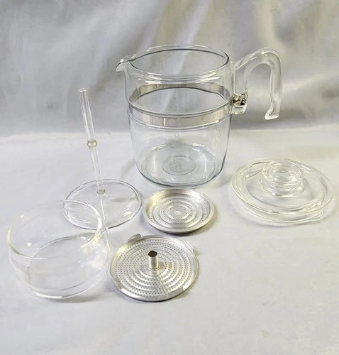 VINTAGE PYREX FLAMEWARE GLASS 6-9 CUP PERCOLATOR COFFEE POT # 7759 ~ COMPLETE!