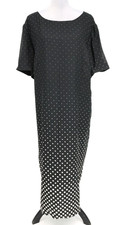 Talbots Dress Plus Size 24W Black White Polka Dot Ombre Lined Back Zip Maxi