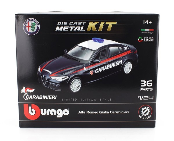Burago 1/24 Kit Alfa Romeo Giulia Carabinieri Statisches Modell Diecast-image
