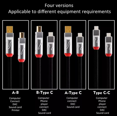 HiFi Audio USB Cable Pure Silver Core Type C to USB A USB B OTG Decoding Cord