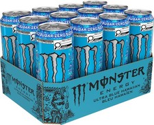 Monster Energy, Ultra Blue Hawaiian, 473mL (12 Pack) - Zero Sugar Energy Drink