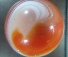 Antique Marbles .62 Premium Akro Opal Popeye Ringer Unique Silver/Rose
