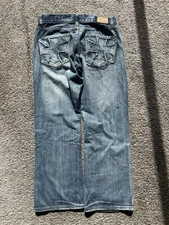 Vintage Y2K Flypaper Bootcut Jeans Blue Distressed Iron Cross Choppers 33X30