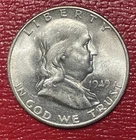 1949 S Franklin Silver Half Dollar, About Uncirculated, AU, Key Date.