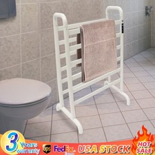 White Double Side Heated Towel Rack Electric Towel Warmer Drying Freestanding US