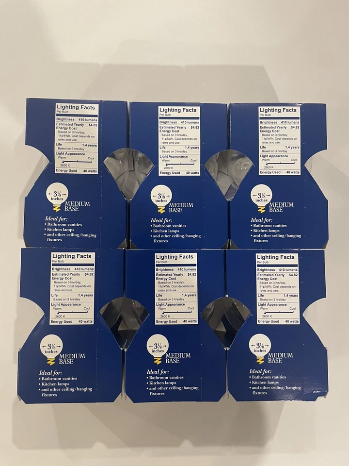 6-GE 40W 410 Lumen 3 1/8 Inches Vanity Light Bulb Warm Medium Ships WIthin 24hrs - Image 4 of 4