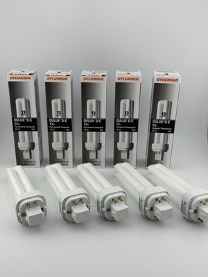  5 Lot SYLVANIA DULUX D/E 13W Compact Fluorescent Lamp 20721 830 12000 Hours 