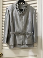Silver Gray Two Piece Skirt Suit by TAHARI size 16 Mother Of The Bride Wedding