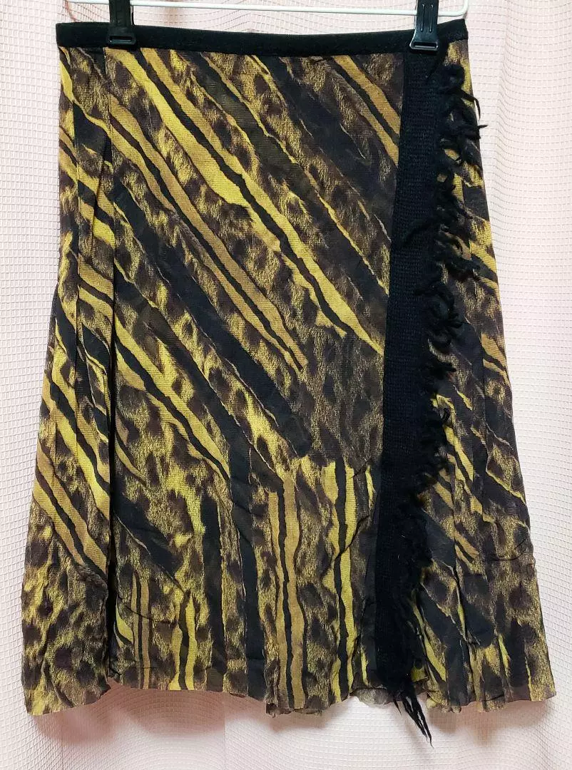 JEAN PAUL GAULTIER Femme Power Net Total Patterned Skirt Black/Yellow 40 USED
