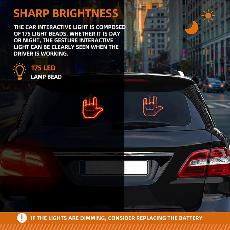 1 Set Car Finger Light with Remote Control Cool Funny Car Interior