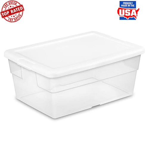 16Qt Clear Stackable Storage Bins W/ Lids Organizing Shoes Crafts 12-Pack New