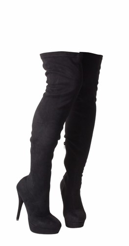 Kinky Fetisch sexy Leder-Look Oberschenkel hohe Fersen über Knie Stretchstiefel - Bild 39 von 49