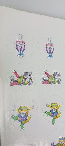 Exercizing Cats Sticker Sheet Vintage 1987 Current Cute Nostalgia Legwarmers - Picture 3 of 14