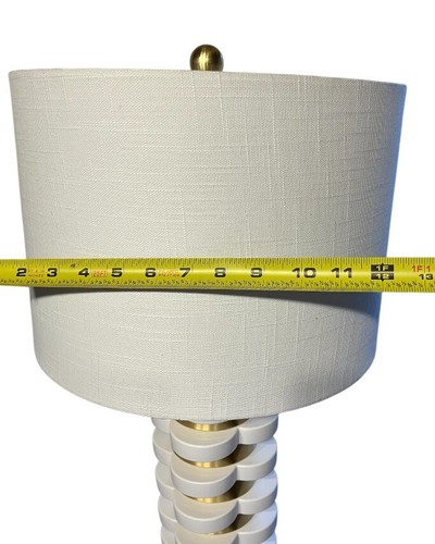 JONATHAN Y WELLINGTON MCM ATOMIC TABLE LAMP WHITE AND GOLD WORKS - Picture 9 of 10