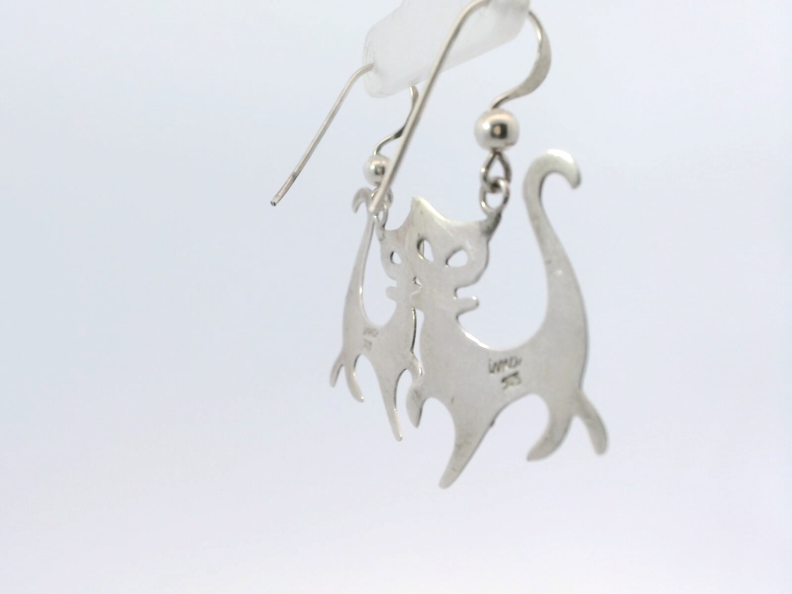 IMA Sterling Silver Walking Cat Dangle Hook Back … - image 3