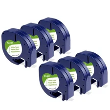 6-Pk/Pack 91330 91200 for DYMO LetraTag Label Tape Cassette Cartridge 12mm