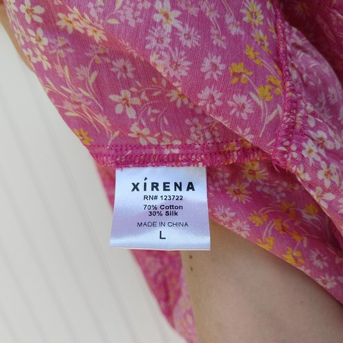 Abito midi Xirena Larken taglia L nuovo con etichette rosa a strati prateria Ditsy floreale seta poppi - Foto 11 di 14