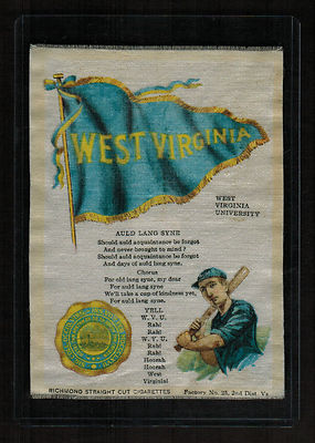 west virginia tobacco S23 WEST VIRGINIA BASEBALL Small Murad Tobacco Cigarette Silk (4 Borders)  RARE