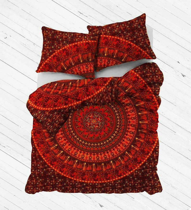 Capa de edredom Mandala vermelha multi reversível edredom boêmio - Imagem 3 de 4
