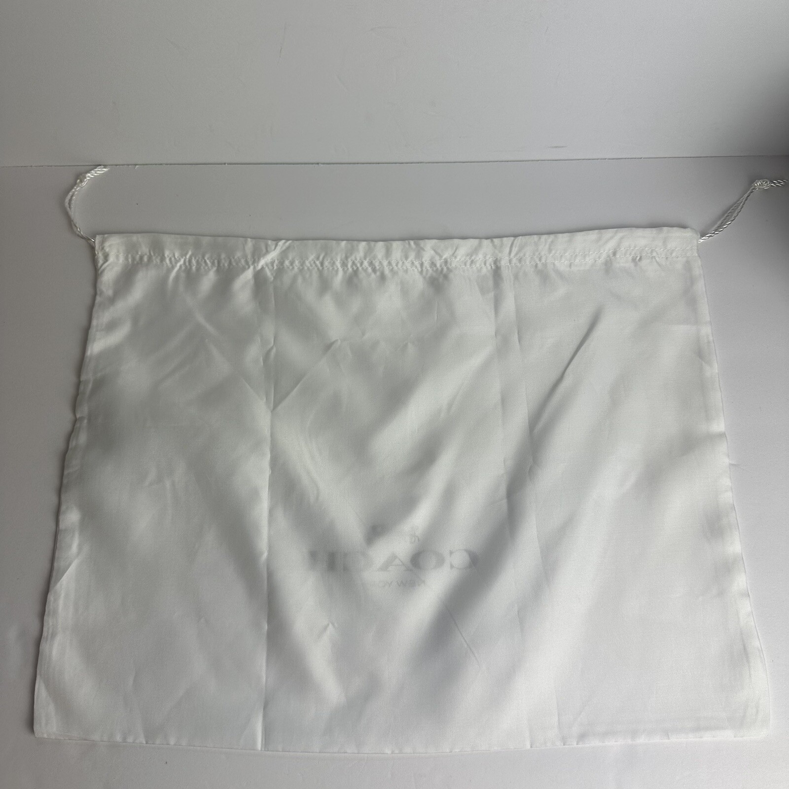 Coach Dust Bag Cover Drawstring Pouch White Textile Fabric Black Logo 19" x 15"