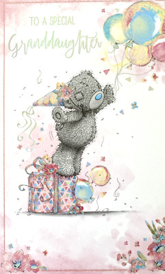 ''To a Special Granddaughter'' Teddy Bear w/Balloons Birthday Card by Carte Blanch