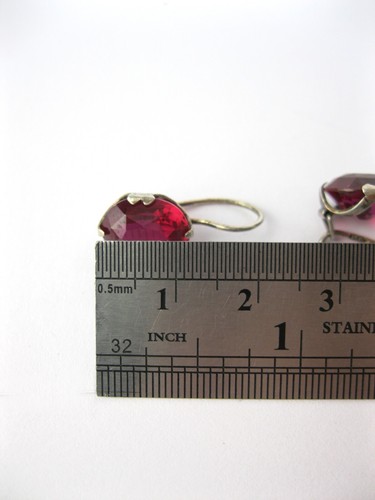 EARRINGS SILVER 875 Ruby corundum stones Soviet Union USSR Vintage Original - Picture 10 of 23