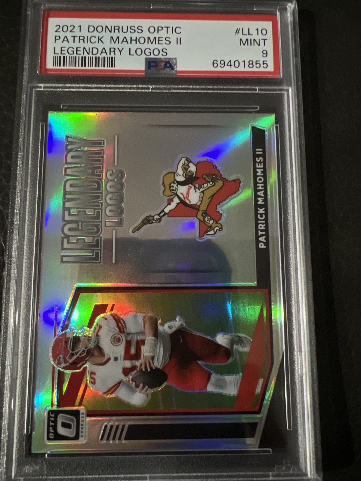 2021 Donruss Optic Patrick Mahomes Legendary Logos Silver Prizm #LL-10 PSA9