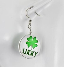 4-leaf clover shamrock earrings St Patricks Day earrings dangle jewelry green