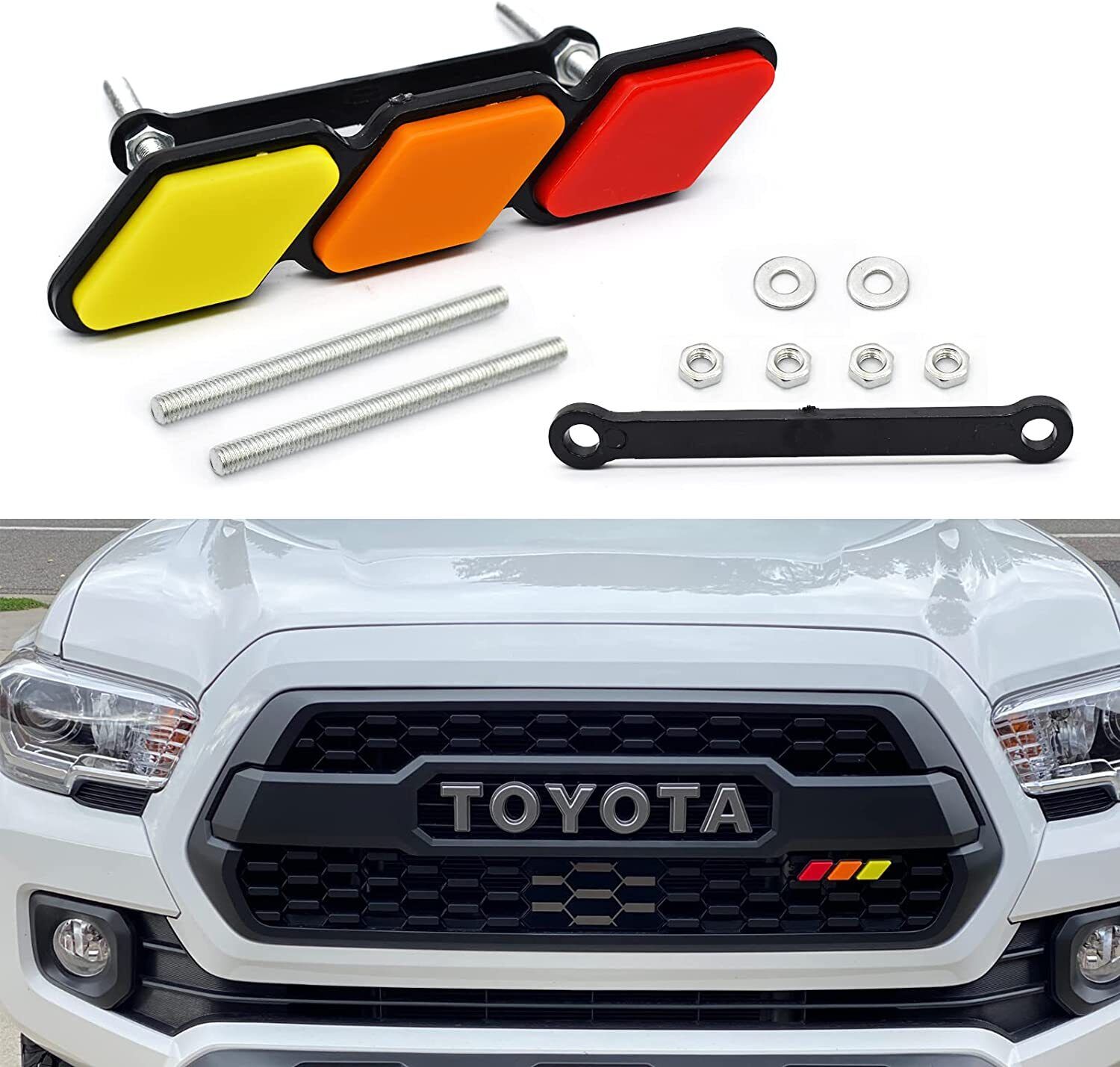 Front Grille Cover Badge Emblem Car Decor For Toyota Tacoma Tundra Tri-color