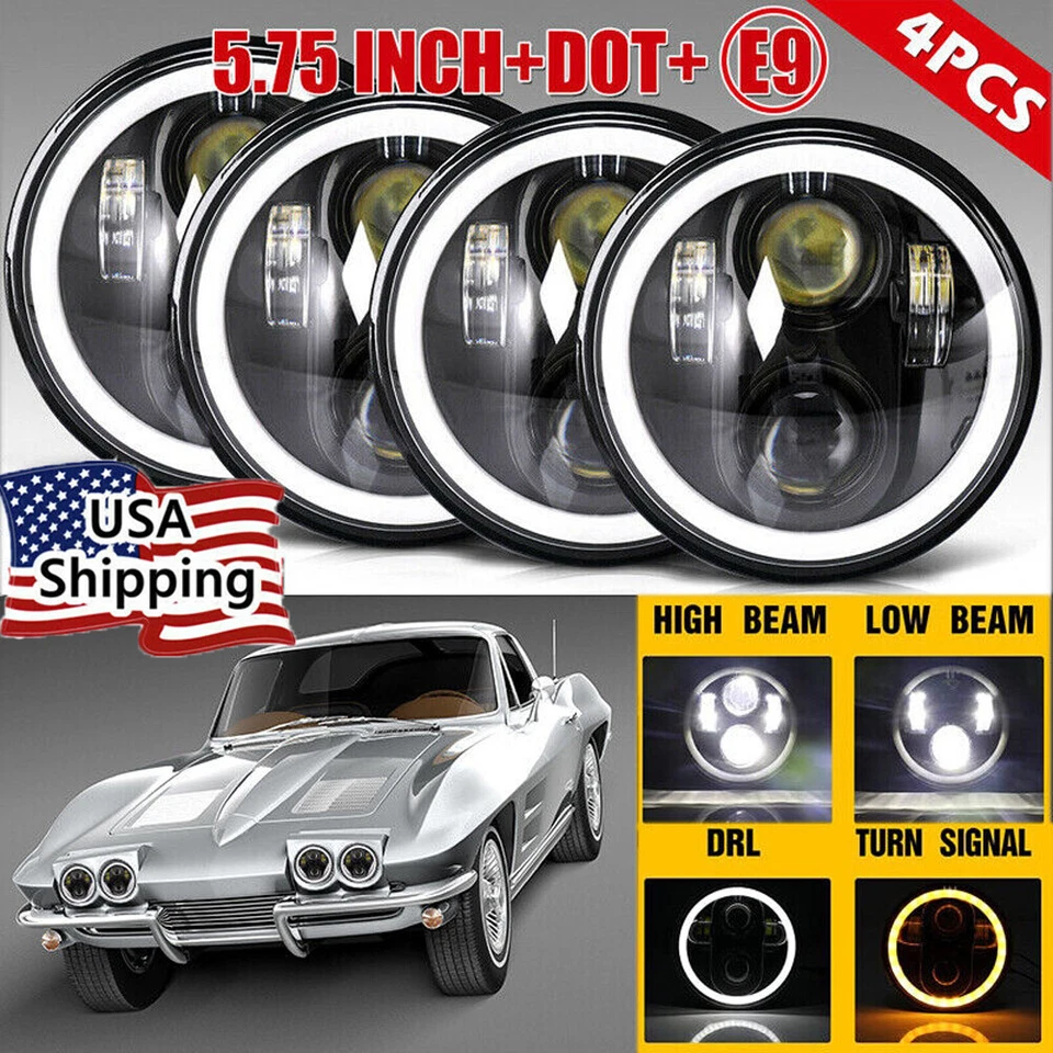 Faros proyectores LED alto/bajo DRL ojo de ángel para Volkswagen Dasher 1978-81 5,75" Foto 3 de 4