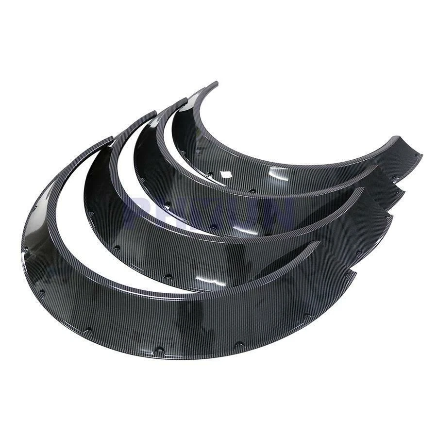 4x Universal Car Fender Flares Carbon Fiber Look Extra Wide Body Wheel Arches US - Imagem 2 de 4