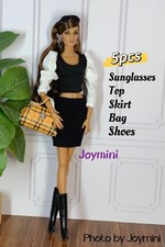 5PCS For Fashion Royalty Integrity Poppy Parker NuFace Doll Clothes Bag Shoes