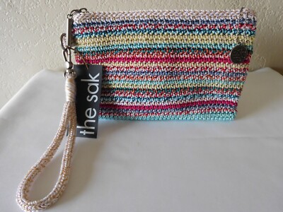 New The Sak Vita Crochet Wristlet Women Clutch ~Beautiful Multi-Colors w/ Charm