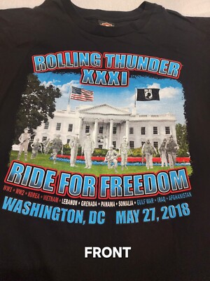 Harley Davidson Rolling Thunder Washington DC Freedom Ride T Shirt Mens XL 2018