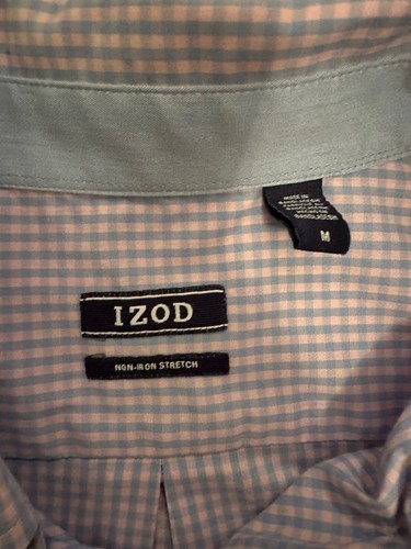 Izod Herren Soft Wash Essentials Kleid Shirt Stretch Stoff Größe Medium Pink/Blau - Bild 2 von 3