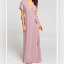 Show Me Your MuMu Dress Noelle Flutter Wrap Dress Elegant Mauve Maxi Dress Small