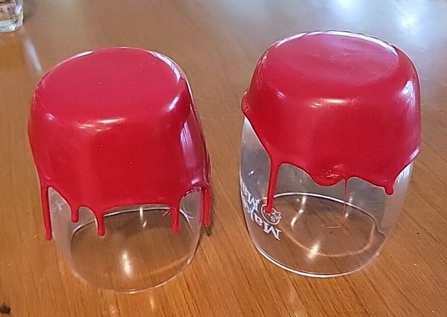 Set Of 2 Makers Mark Bourbon Red Wax Dipped Glasses eBay