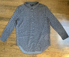H M Gray Button Down Size XS Cheetah Print